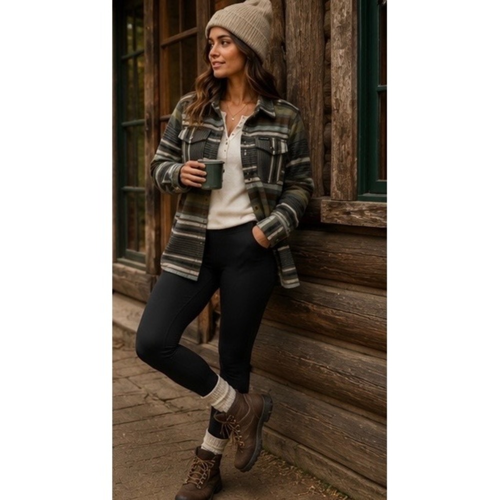Columbia Stripe Wool Blend Shacket Gorpcore Ranchwear Outdoor Cabin Utility SZ S